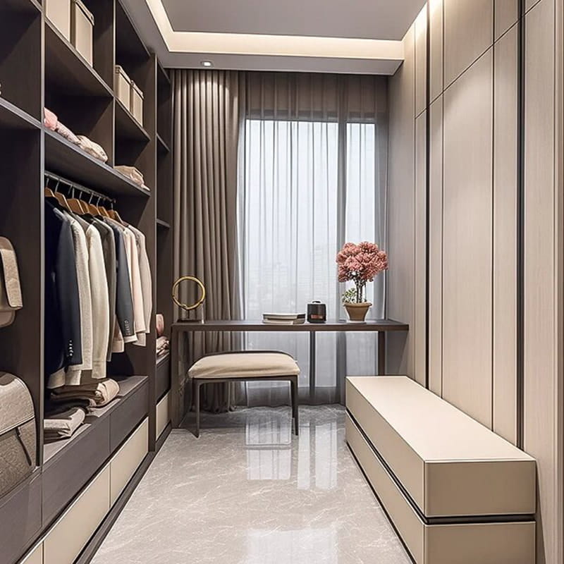 Córas Closet Siúl Isteach Coincheap Oscailte Panoramic Romano