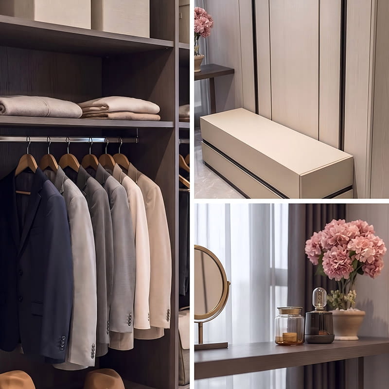 Córas Closet Siúl Isteach Coincheap Oscailte Panoramic Romano